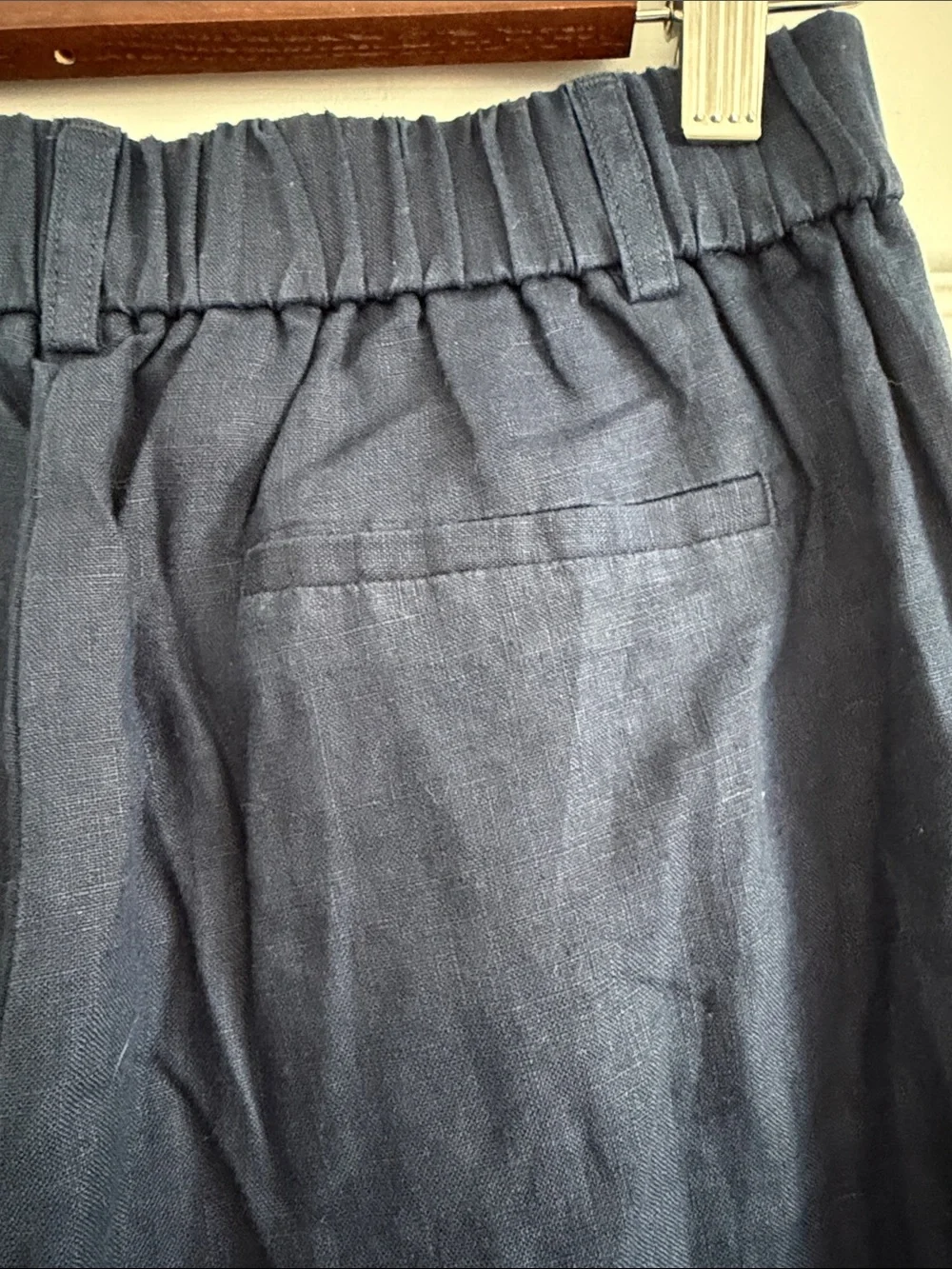 NWT Quince 100% European Linen Pleated Trouser Deep Navy Size 2 Wide Leg Pants